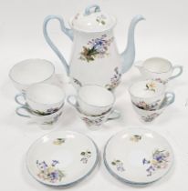 Shelley bone china 'Wild Flowers' pattern part coffee-service, printed green and pink marks, printed