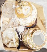 Japanese porcelain ovoid vase, Noritake-style comport, sundry glassware and ceramics (2 boxes and