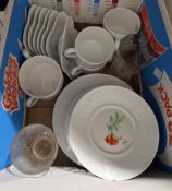 Mixed lot of ceramics and glassware including Royal Worcester Evesham mugs and bowls, another