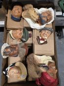Collection of Magical Models painted plaster busts by Bossons, some with original boxes, a box of