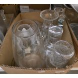 Quantity cut glass wines, tumblers, vases and other glassware including amber-coloured dessert