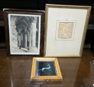 Leopold Robin signed limited edition etching of the interior of Notre Dame, no.257/300, a maple