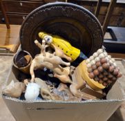 Two wooden model ducks and quantity other treen and wood items (2 boxes)