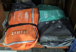 Two Itiwit stand-up paddle boards, bagged, green bag marked 267cm x 76cm x 15cm, no.250, 8.5kg,