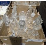 Six boxes of assorted cut glass and other items including a silver mounted cut glass cylindrical