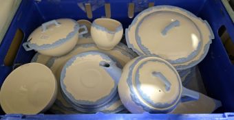 Art Deco Johnson Bros English Oak pattern part dinner and tea service including two lidded