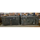 Two 20th century painted wooden military ammunition boxes, one marked Z824237, cases transit no.