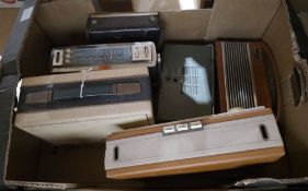 Two boxes of vintage radios including Roberts, Philips and others