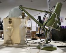 Olive-green metal anglepoise lamp