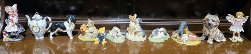 Collection of ceramic and resin animals including five John Beswick studio sculpture models, a