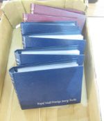 GB stamps: Box of 6 Royal Mail albums, 2 for mint QEII decimal sheetlets and 4 for decimal