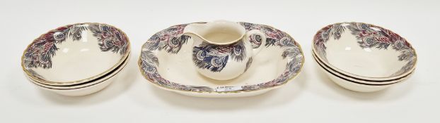 Masons ironstone Liberty Hera design part tea service, printed blue marks, circa 1988, comprising