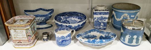 Collection of Staffordshire pottery, 19th century, including an English ironstone canted square