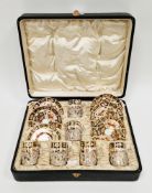 Cased set of six Royal Crown Derby imari bone china silver-mounted demi-tasse and saucers, printed