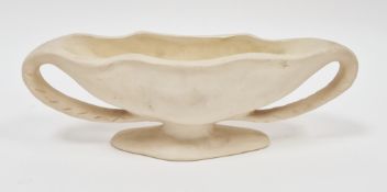 Fluted two-handled part-glazed vase probably by Constance Spry (1886-1960) for Fulham Pottery, circa