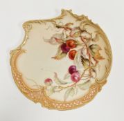 Late 19th century Royal Worcester blush ivory ground 'Empress' plate, enamelled and gilt with