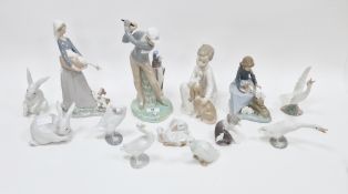 Collection of Nao, Lladro and Spanish porcelain figures and models of animals, various printed and