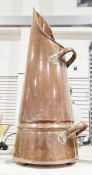 Mid-century copper coal scuttle of conical form, 59cm high