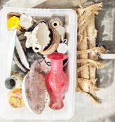 Mixed lot of ceramics, coloured glass and other items including a Crown Ducal bowl, a Royal