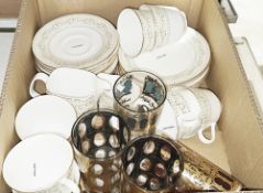 Part Royal Doulton Paisley tea service including teacups, saucers, teaplates, milk and sugar