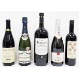 Two bottles of sparkling wine, a magnum of Merlot Veneto 2012, a Raso de la Cruz Tinto 2013 and a