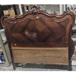 Late 19th / early 20th century French rosewood double bed headboard and footboard, with rococo style