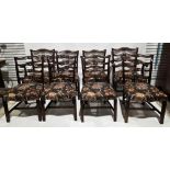 Set of eight 19th century mahogany dining chairs in the George III Chippendale style (including