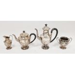 An Edwardian silver four-piece tea set by Vale Brothers & Sermon, Chester 1907, (the teapot