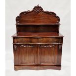 Pair of Victorian mahogany chiffoniers, the shaped backs with foliate scroll moulded top rails and