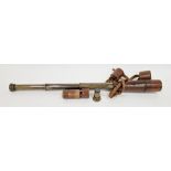 Early 20th century four-draw brass and leather covered telescope by Broadhurst Clarkson & Co (