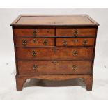 18th century walnut washstand chest of drawers, possibly campaign, the hinged lid opening to an
