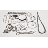 Collection of sterling and foreign silver and white metal jewellery, stamped 925, various