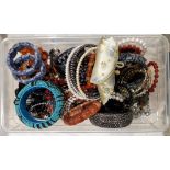 Collection of costume jewellery, including simulated, cultured pearl necklaces and bracelets, a