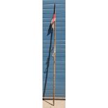 World War I cavalry lance, probably Indian, inscribed 1915, the bamboo shaft with cord grip and