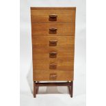 Mid-century G-Plan teak ' Quadrille ' chest of six short drawers, with shaped block handles, 116cm