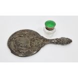 George V silver-backed dressing table mirror, Birmingham 1922, maker Davis Moss & Co, having an