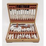 Oak cased canteen of silver-plated flatware by Cutlers, Roberts & Dore Limited, King's pattern 6