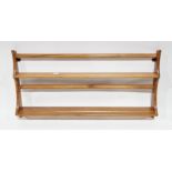 Ercol elm and beech two-tier wall-mounted plate rack or shelf, model 268, 50cm high x 96cm wide x