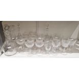 Georgian cut-glass triple ring neck decanter and bull's eye stopper, 29 cm high; assorted 20th