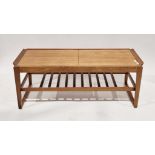 Mid-century Remploy teak extending coffee table with one additional fold-out flap and slatted