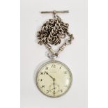 Silver curb-link albert watch chain, 43cm long, approximate weight 1.45ozt, together with Art Deco