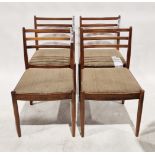 Set of four mid-century G-plan Fresco dining chairs, designed by Victor Wilkins, with rail backs and