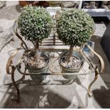 Garden planter in the form of a metal garden bench, 46cm high
