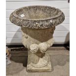 Composite stone garden planter in the form of a campana urn, 66cm high