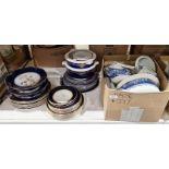 Early 20th century George Jones part dinner service decorated with a colbalt blue and gilt border,