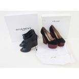 A pair of leather Prada lace-up shoes with rope platform soles, gold leather lined, size 38, in