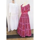 A white lawn cotton dress, labelled Gina Fratini, with smocked dropped waist, elasticated