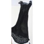 Victorian capelet heavily embellished with faux jet beads, faux jet fringe, rosettes, bearing
