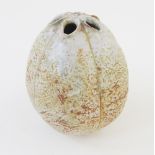 Alan Wallwork (1931-2019), a stoneware seed pod form vase, incised AW, enriched in a pale speckled