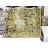 French Verdure Aubusson style tapestry, 19th century. - wooded landscape , two birds, a waterfall